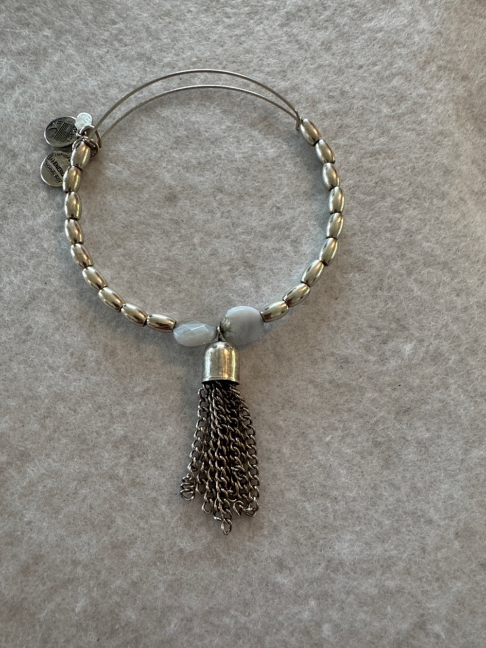 Alex and Ani Silver Tone Tassel & Charm Bangle Bracelet Set - Picture 4 of 6